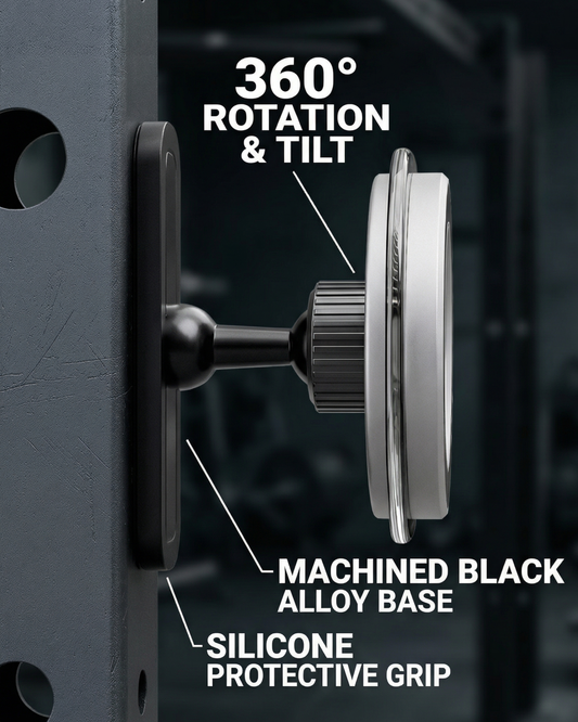BLAUBECK Magnetic Gym Phone Holder – MagSafe & Android Compatible | Carbon Fiber & Acrylic | 360° Ball Joint Mount for Squat Racks, Golf Carts & Metal Surfaces