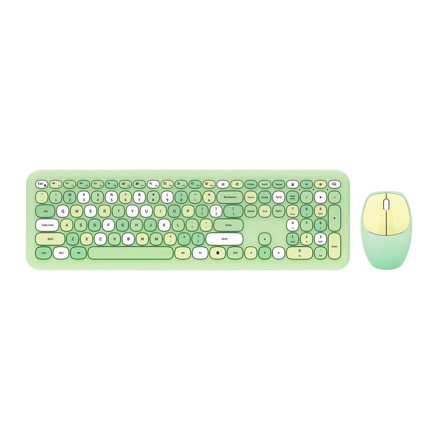 Wireless Keyboard and Mouse Combo with Lime Green Flush Keys
