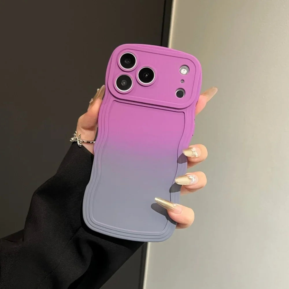 Soft Silicone Gradient Color Wave Phone Case For iPhone