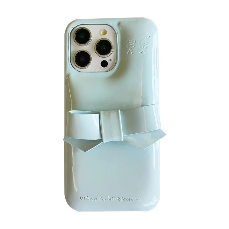 Candy Color Cute Bowknot Phone Case For iPhone