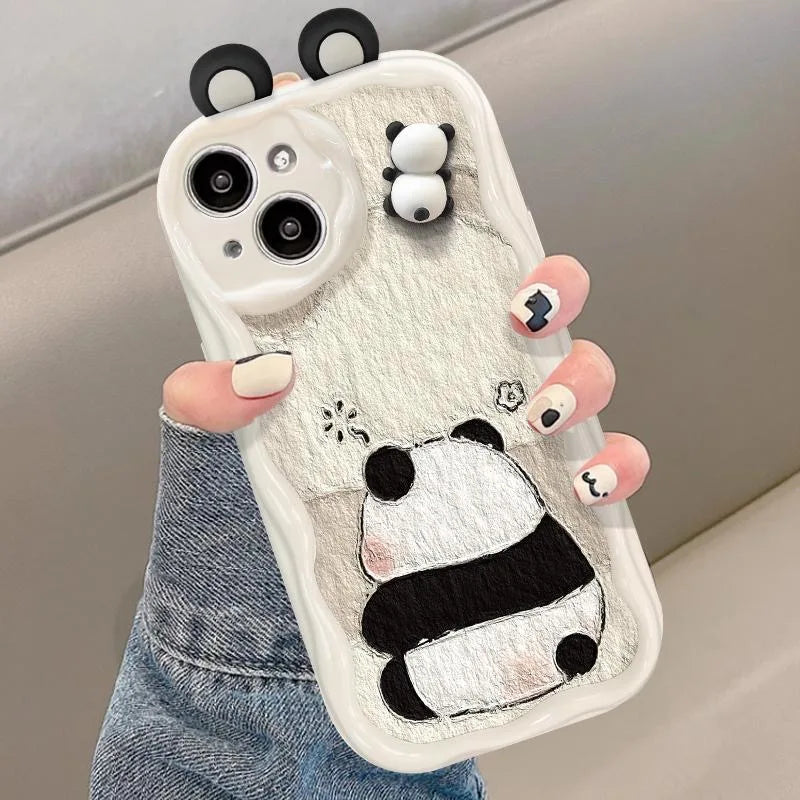 Funny Panda Toy Cartoon Ear Wave Soft Phone Case