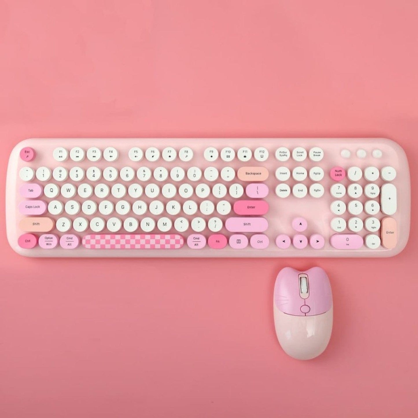 Wireless Keyboard & Mouse Combo - Silent Click, Colorful 104 Keys