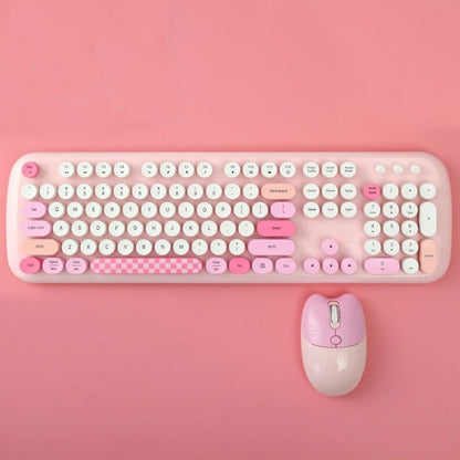 Wireless Keyboard & Mouse Combo - Silent Click, Colorful 104 Keys