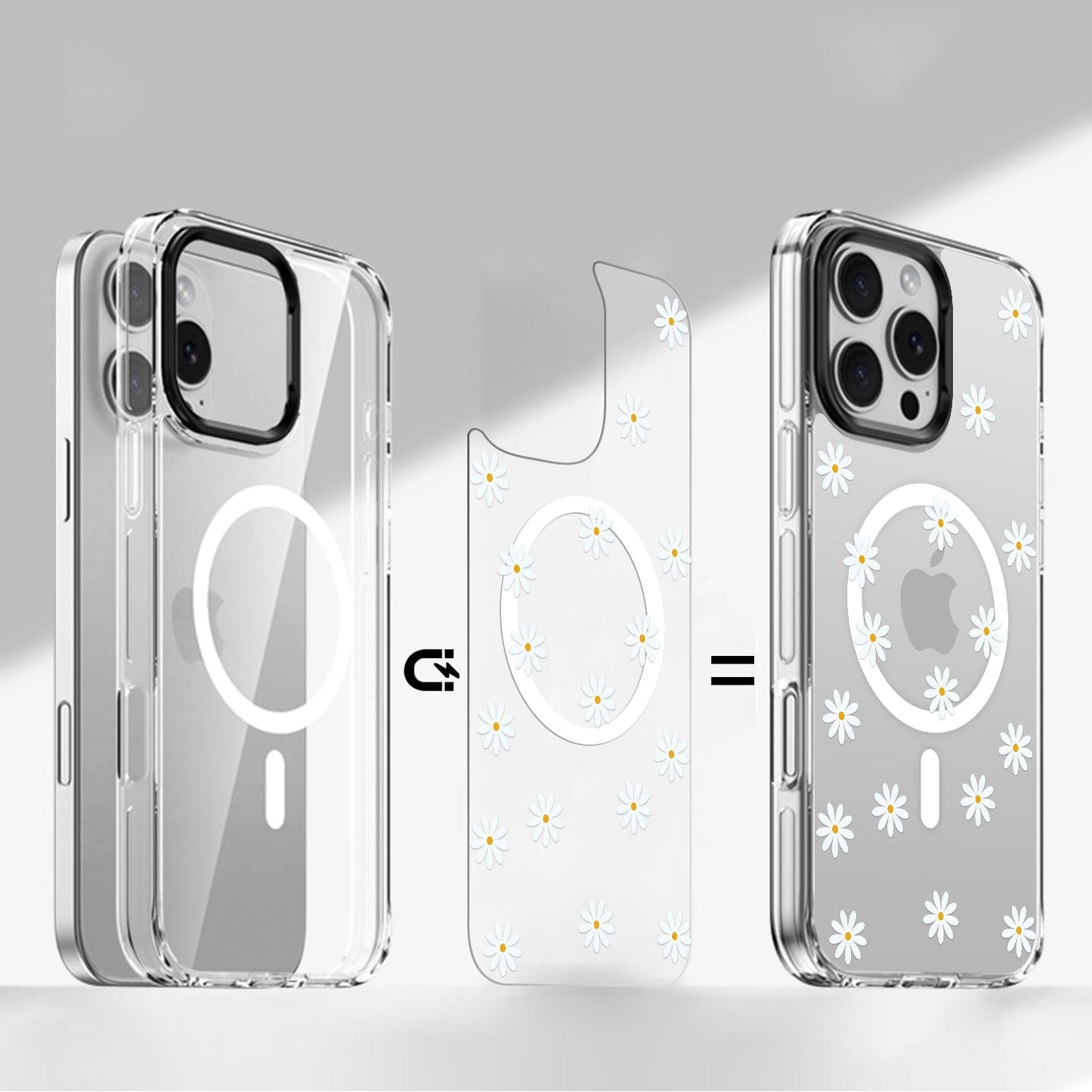 iPhone 16 Pro Max Case with Swappable Floral & Marble Designs - Wireless Charging | Inspire Series