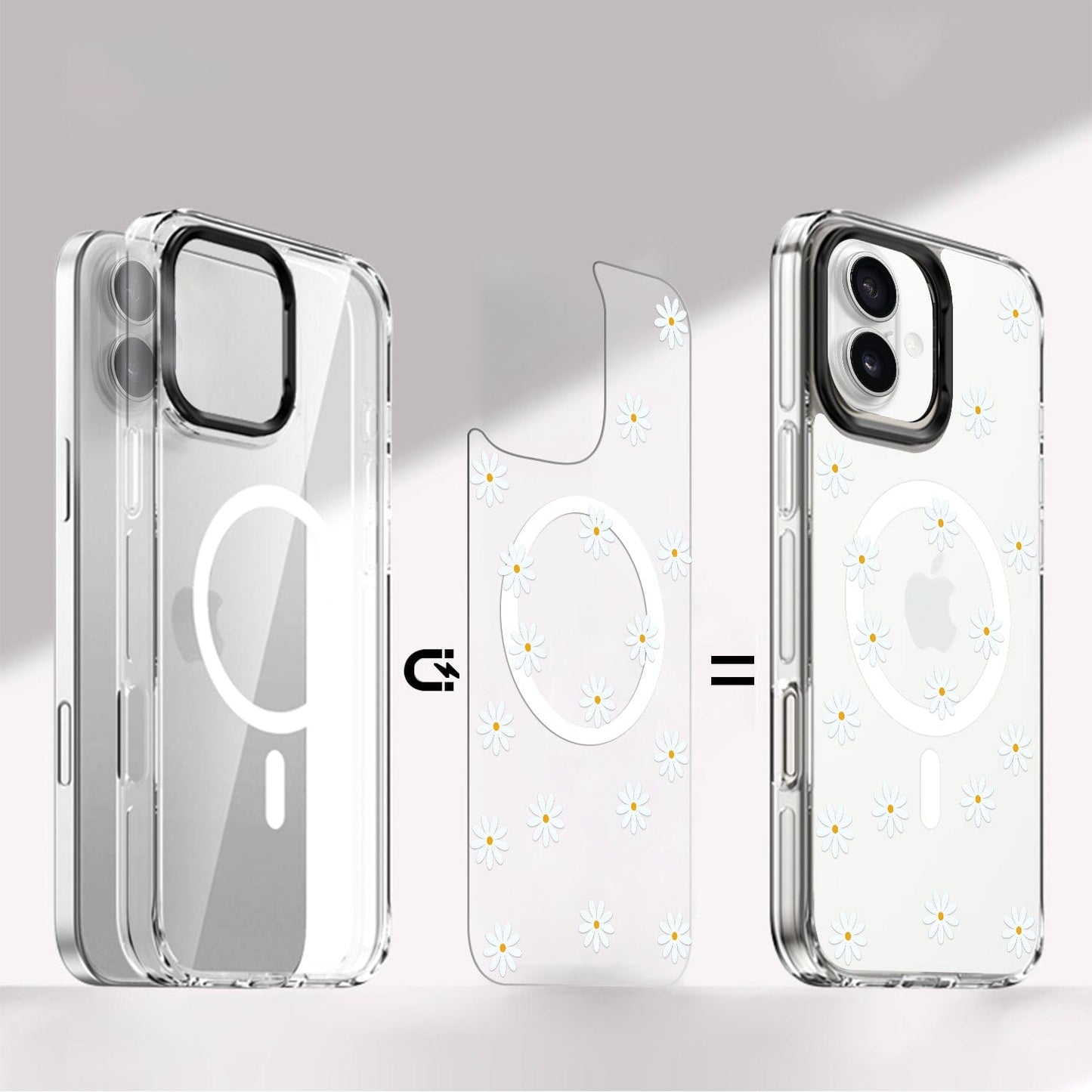 iPhone 16 Floral Design Case with Swappable Back - Wireless Charging | Inspire Series