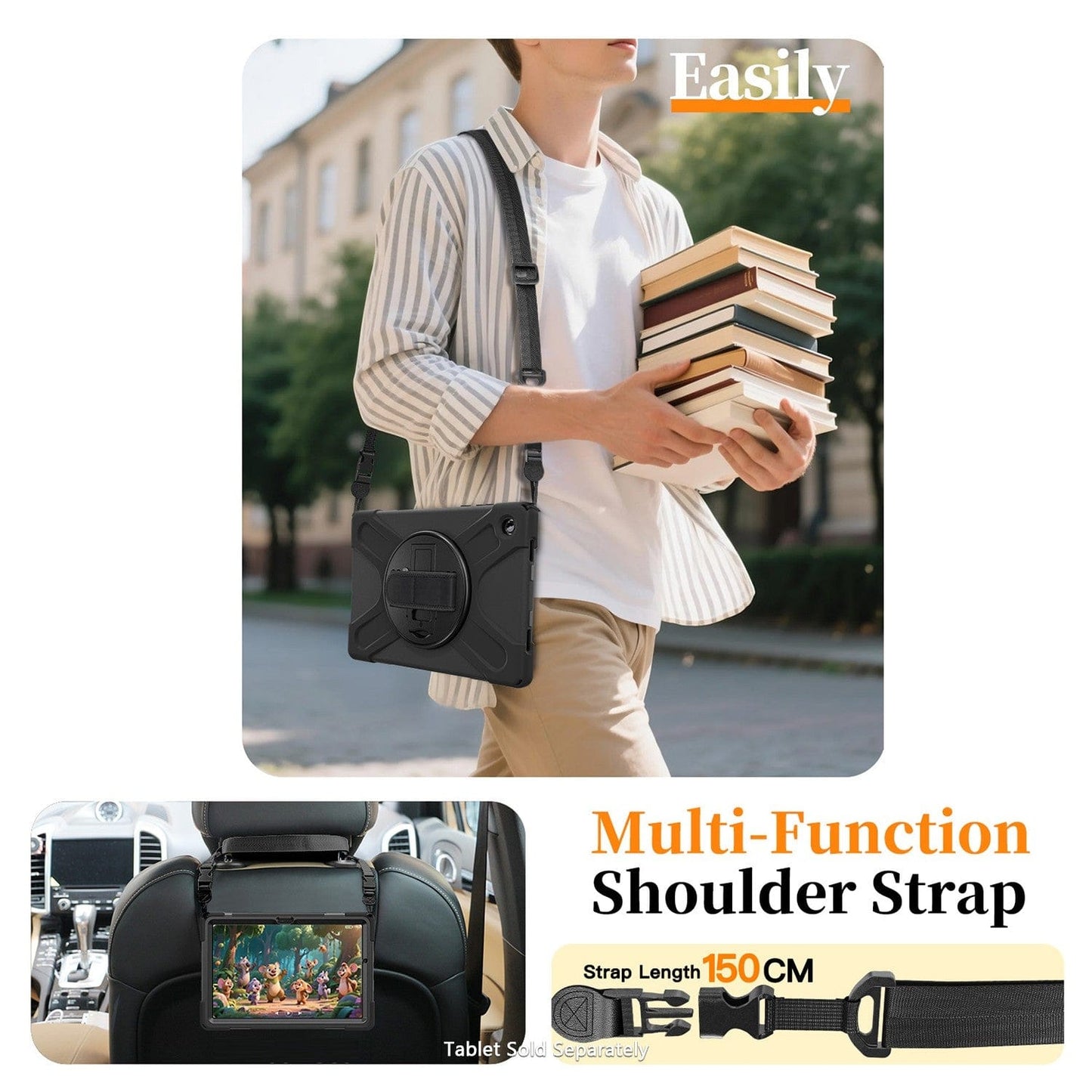 Samsung Galaxy Tab A11+ / A9+ 11-inch Case - Heavy-Duty, Hand Strap | Raider-X Series