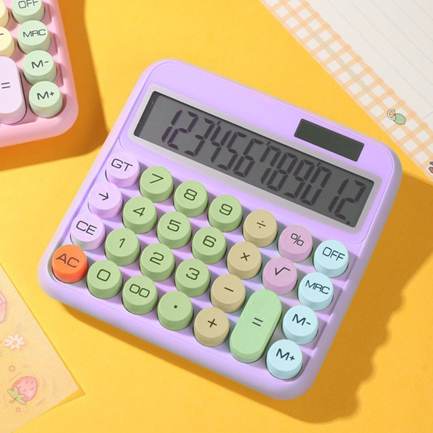 Desktop Calculator - Solar & Battery Powered, 12-Digit, Large Keys