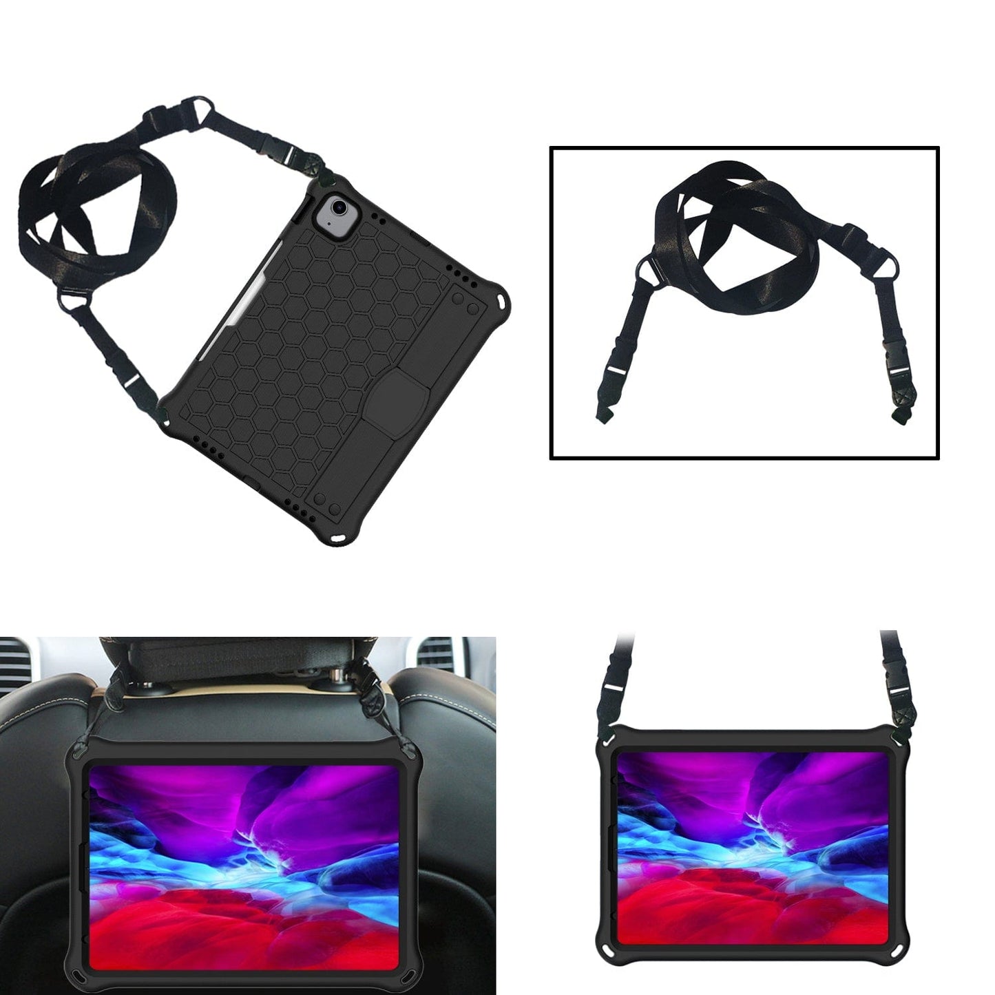 Raider Series HoneyComb Heavy-Duty Hand Strap Case - Apple iPad Air 10.9-inch (4th/5th Gen) and iPad Air 11-inch (M2 & M3 & M4)