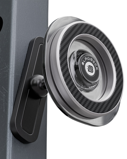 BLAUBECK Magnetic Gym Phone Holder – MagSafe & Android Compatible | Carbon Fiber & Acrylic | 360° Ball Joint Mount for Squat Racks, Golf Carts & Metal Surfaces