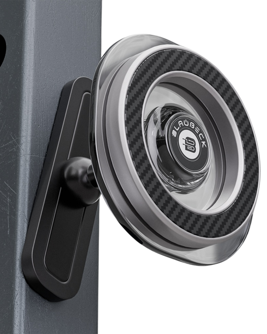 BLAUBECK Magnetic Gym Phone Holder – MagSafe & Android Compatible | Carbon Fiber & Acrylic | 360° Ball Joint Mount for Squat Racks, Golf Carts & Metal Surfaces