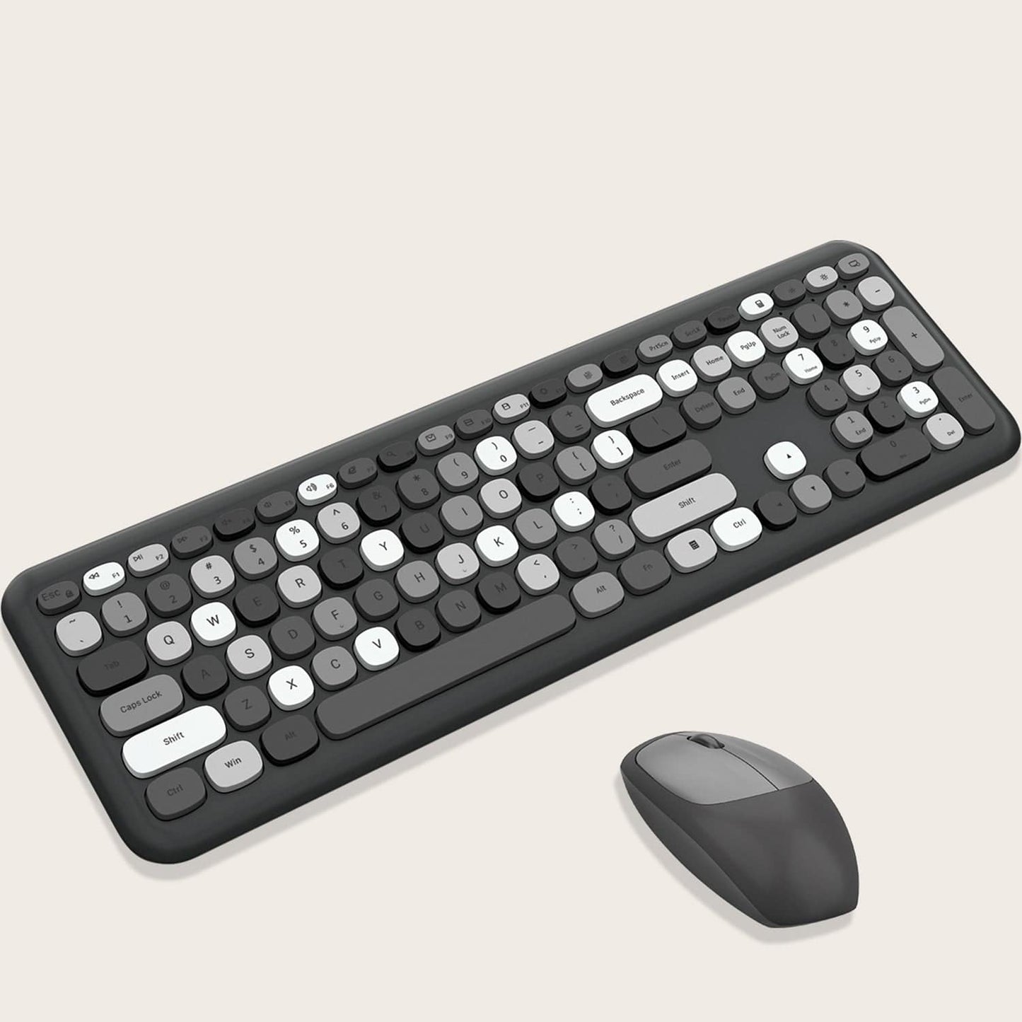 Wireless Keyboard and Mouse Combo - Full-Size Keyboard Black/Gray Keys