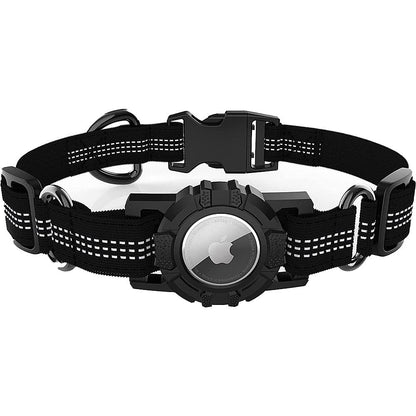 Adjustable Black Nylon Collar Case for Large Dogs - Apple AirTag