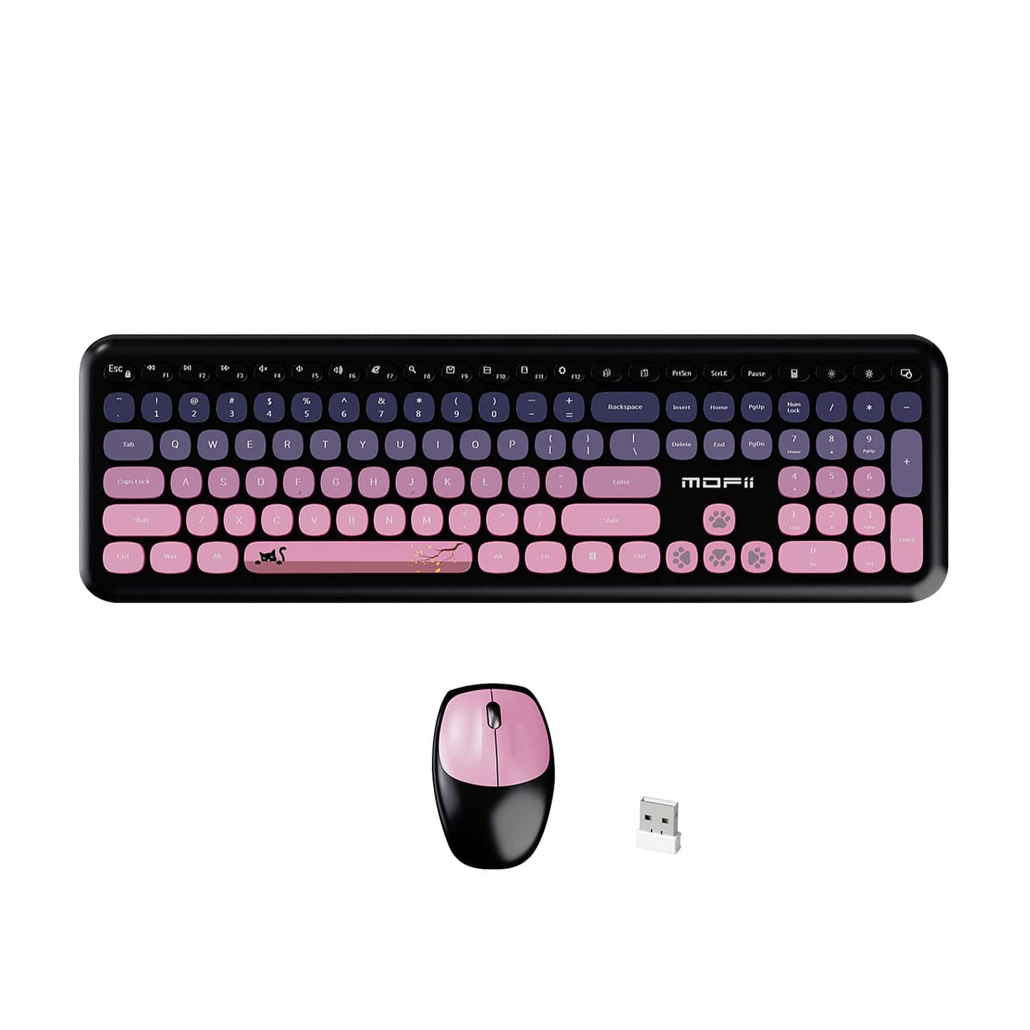 Wireless Keyboard & Mouse Combo - Soft Click, Colorful 100 Keys