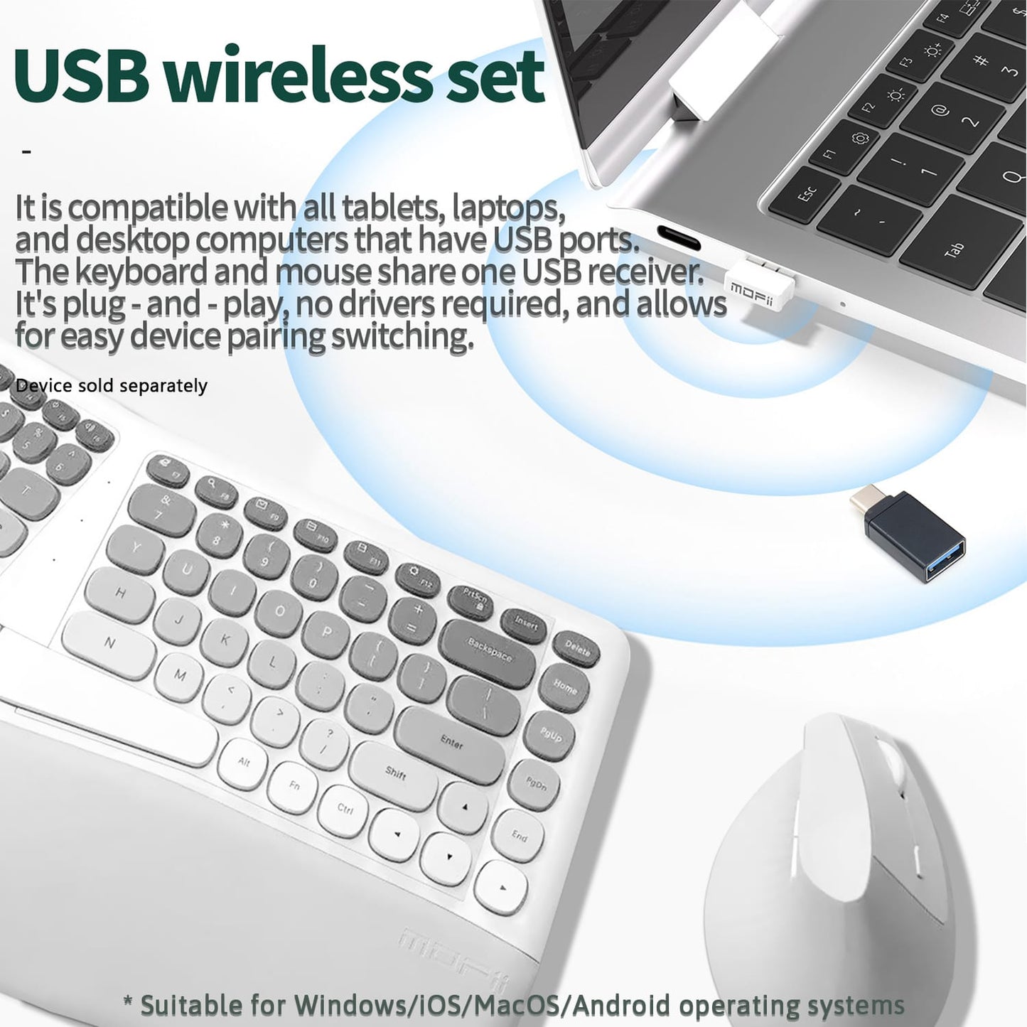 Wireless Keyboard & Mouse Combo - 85-Key RGB Keyboard