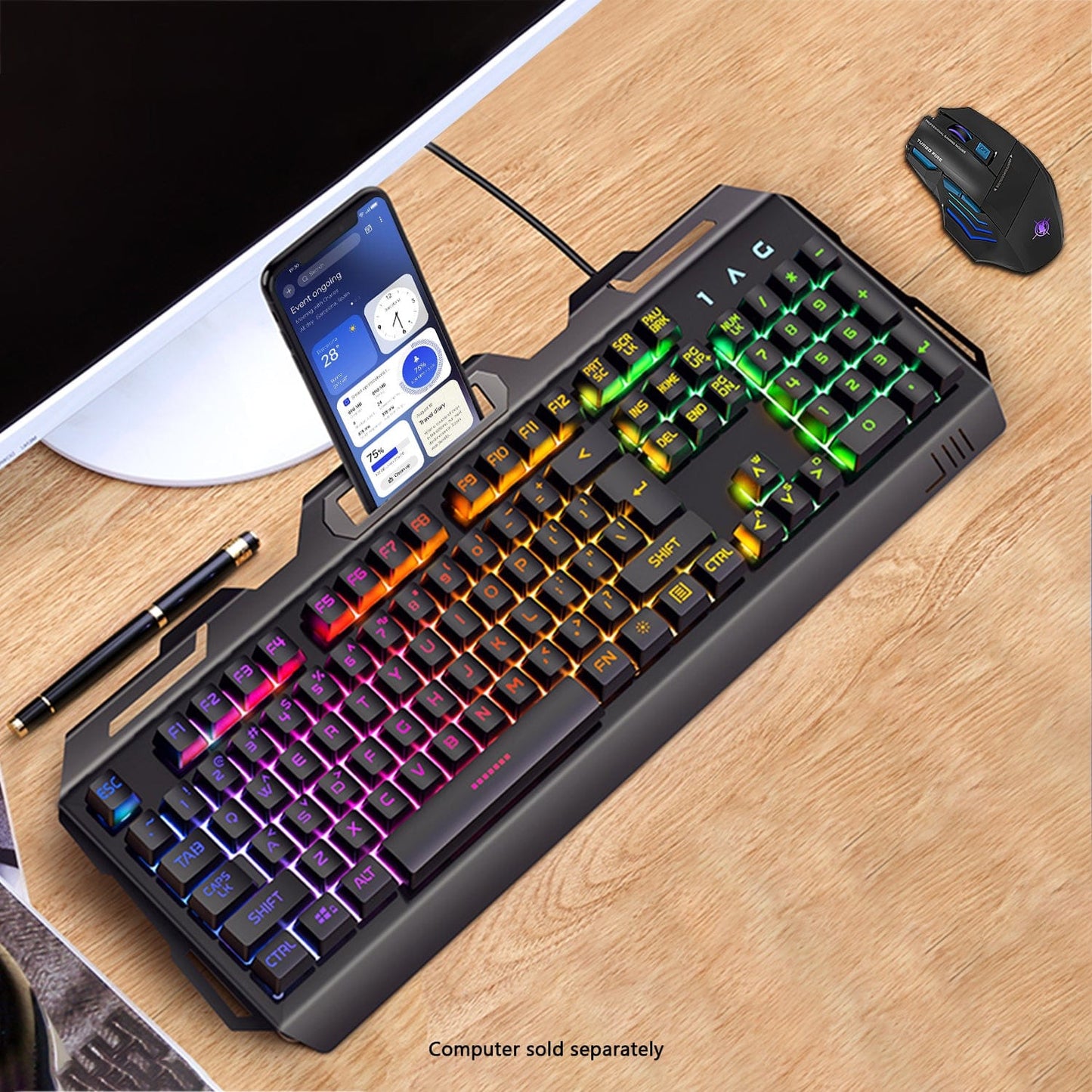 Wired Gaming Keyboard & Mouse Combo - Anti-Ghosting Multi-Key, 7-RGB Backlights