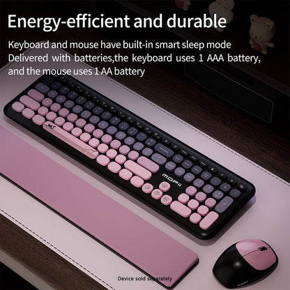 Wireless Keyboard & Mouse Combo - Soft Click, Colorful 100 Keys