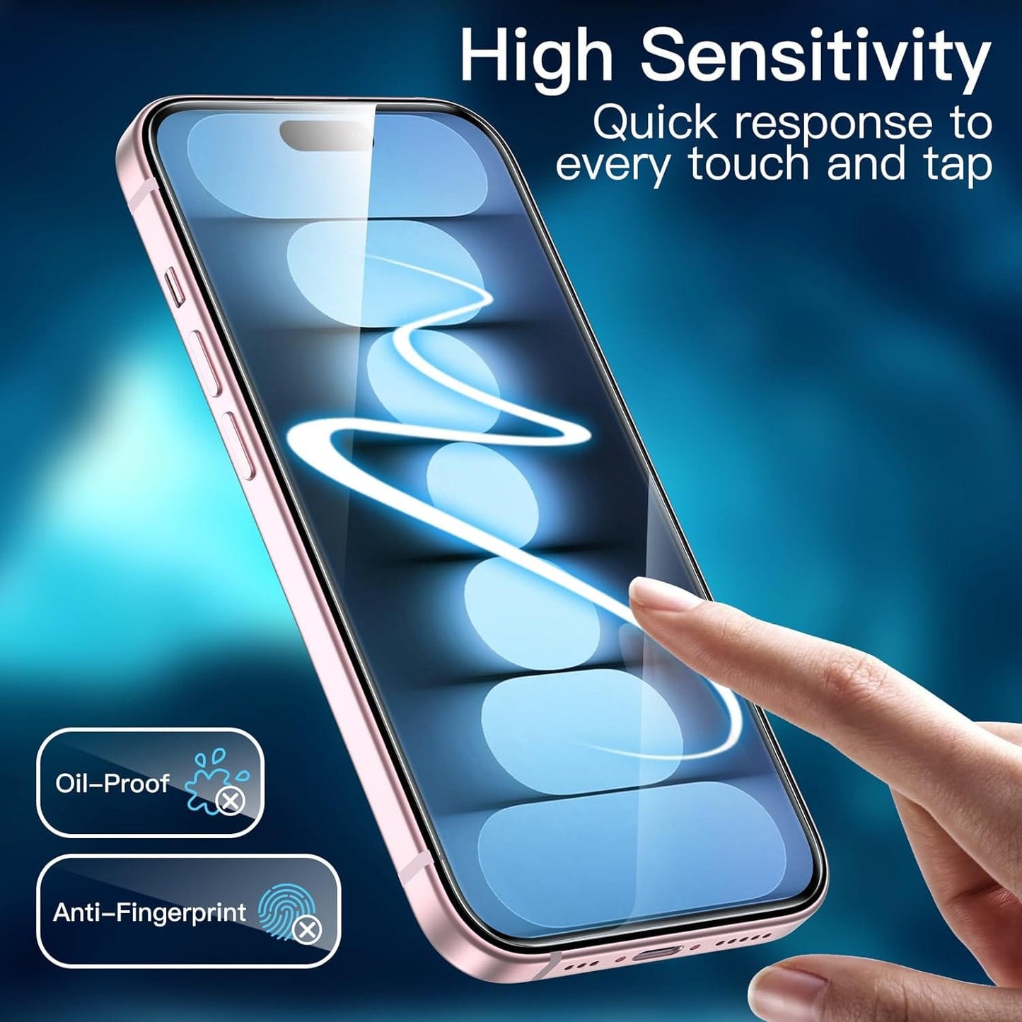 iPhone 15 Plus Tempered Glass Screen Protector - 2-Pack, Anti-Fingerprint | ZeroDamage