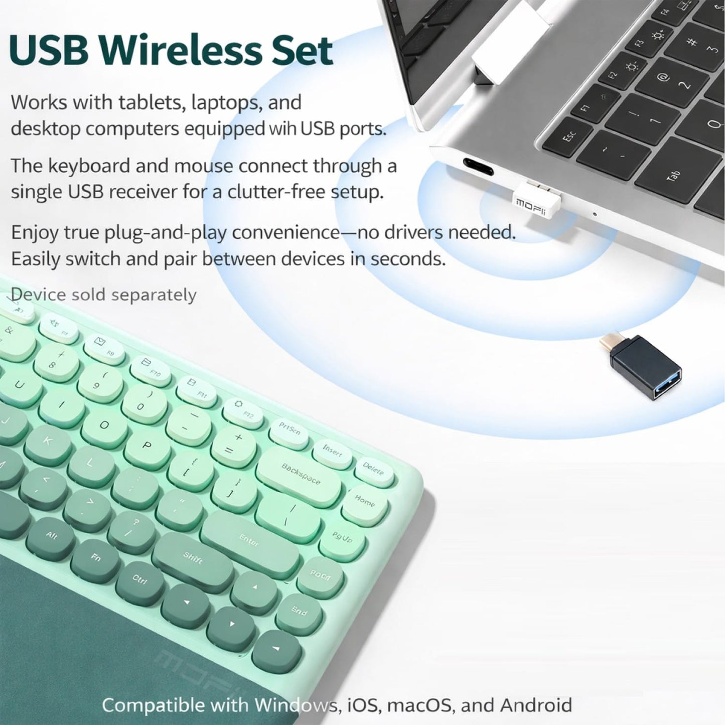Wireless Keyboard & Mouse Combo - 85-Key RGB Keyboard