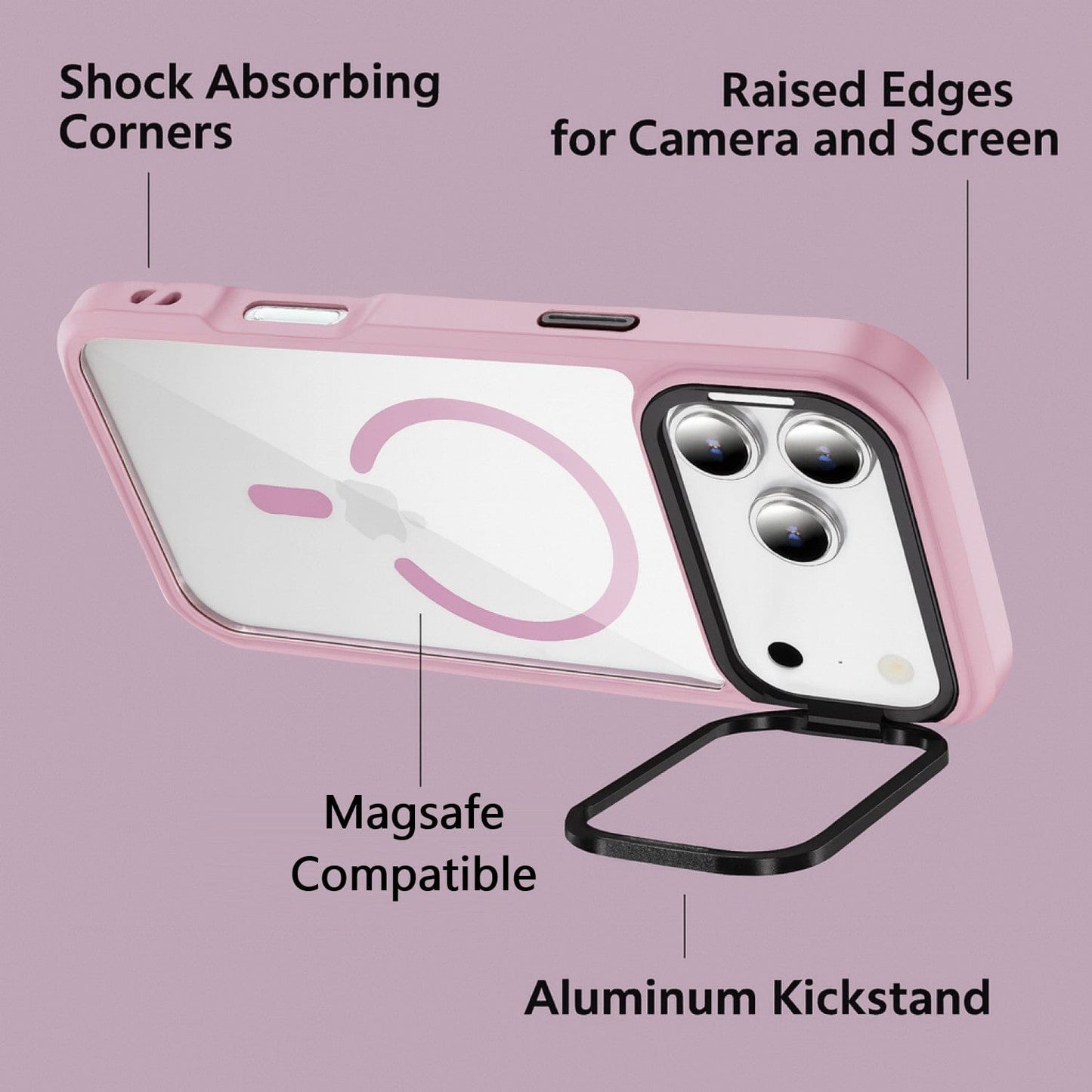 iPhone 17 Pro Max Clear Back Case - Durable, Kickstand, MagSafe | Raider ArmorPro Series