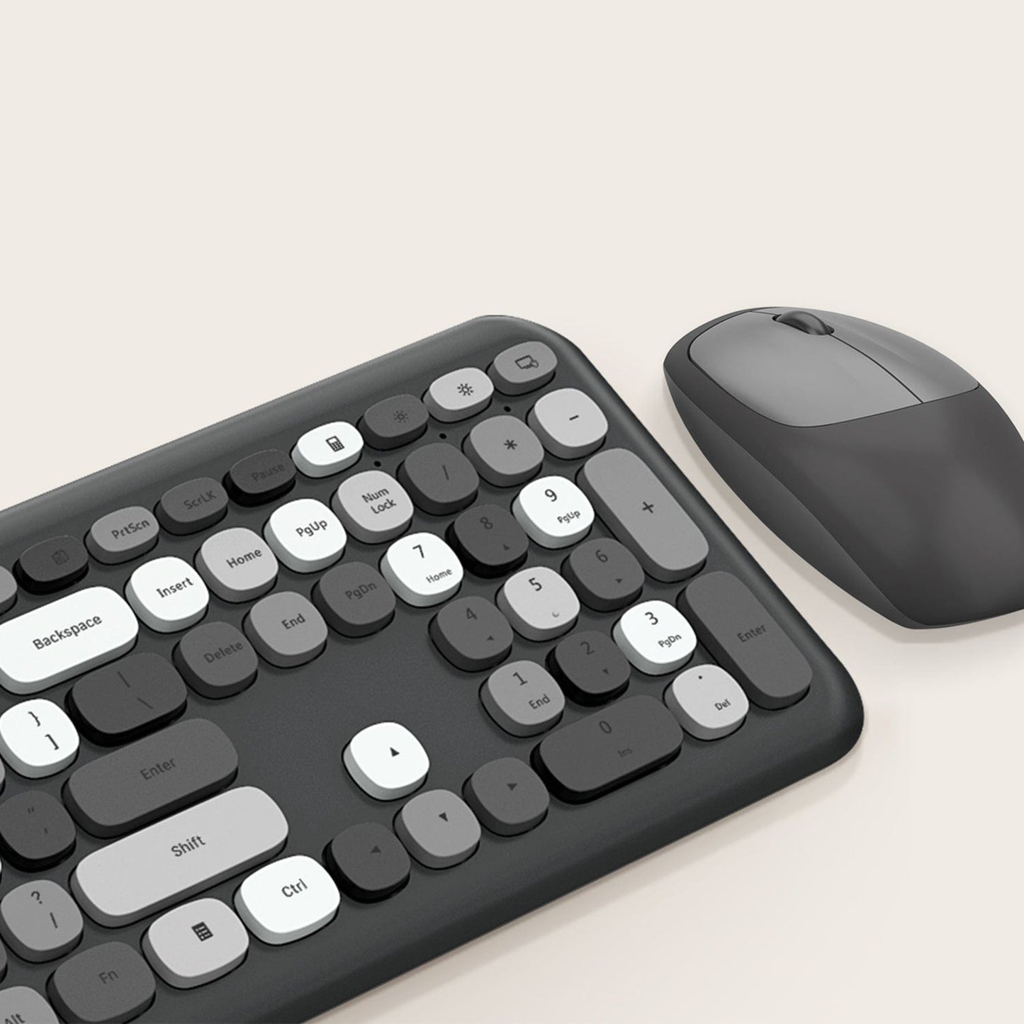 Wireless Keyboard and Mouse Combo - Full-Size Keyboard Black/Gray Keys
