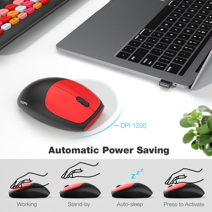 Wireless Keyboard and Mouse Combo - Full-Size Keyboard Black Red Flush Keys