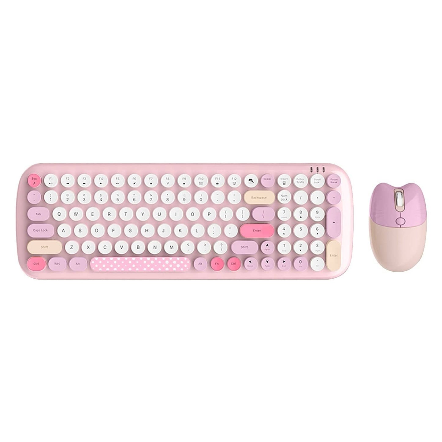 Wireless Keyboard & Mouse Combo - Soft Click, Colorful 100 Keys