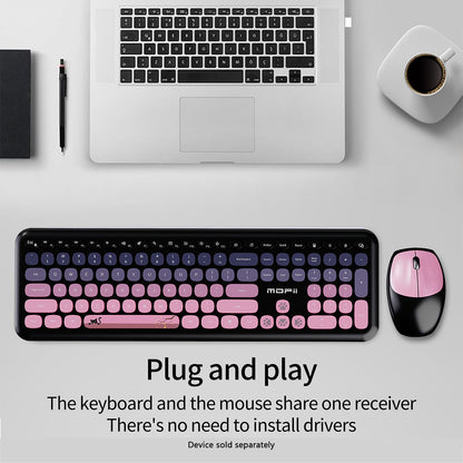 Wireless Keyboard & Mouse Combo - Soft Click, Colorful 100 Keys