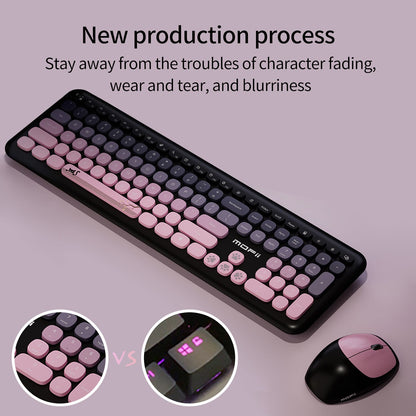Wireless Keyboard & Mouse Combo - Soft Click, Colorful 100 Keys