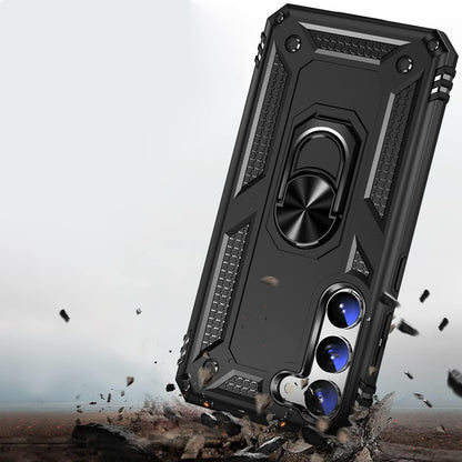 Bundle: Black Military Kickstand Series with Belt Clip Case with Tempered Glass Screen and Camera Protector - Samsung Galaxy S23