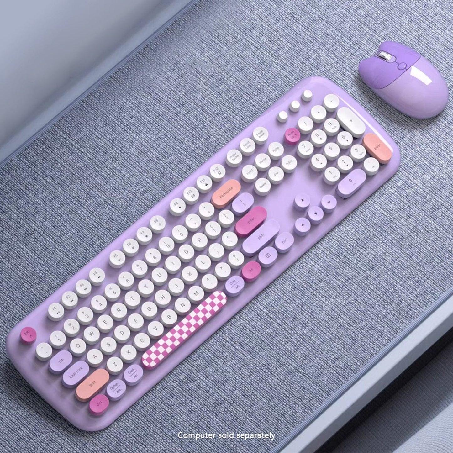 Wireless Keyboard & Mouse Combo - Silent Click, Colorful 104 Keys