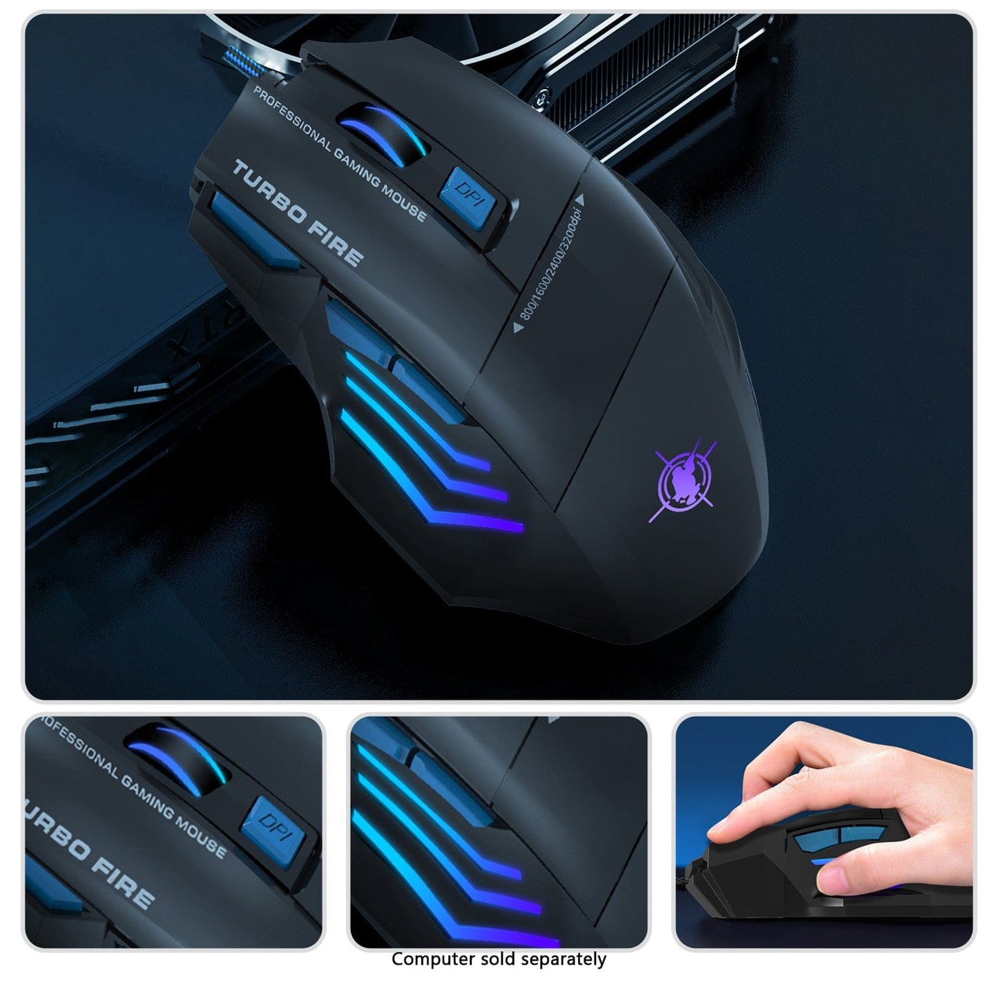 Wired Gaming Keyboard & Mouse Combo - Anti-Ghosting Multi-Key, 7-RGB Backlights