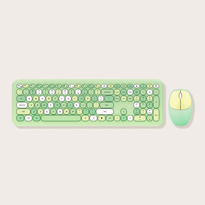 Wireless Keyboard and Mouse Combo with Lime Green Flush Keys