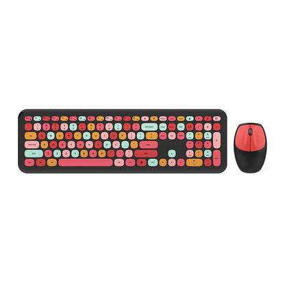 Wireless Keyboard and Mouse Combo - Full-Size Keyboard Black Red Flush Keys