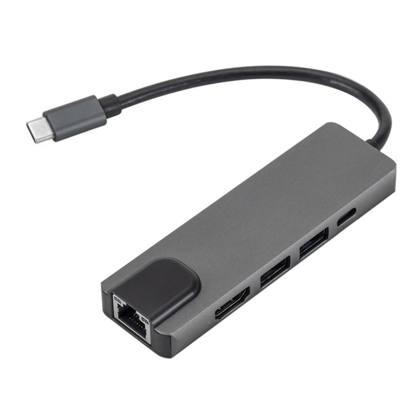 SaharaCase 5-in-1 USB-C Hub with Ethernet – Multiport Adapter with 4K HDMI, 100W PD Charging, and RJ45 – For MacBook & PC