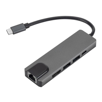 SaharaCase 5-in-1 USB-C Hub with Ethernet – Multiport Adapter with 4K HDMI, 100W PD Charging, and RJ45 – For MacBook & PC