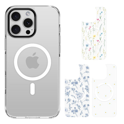 iPhone 16 Pro Case with Swappable Floral & Marble Designs - Wireless Charging | Inspire Series