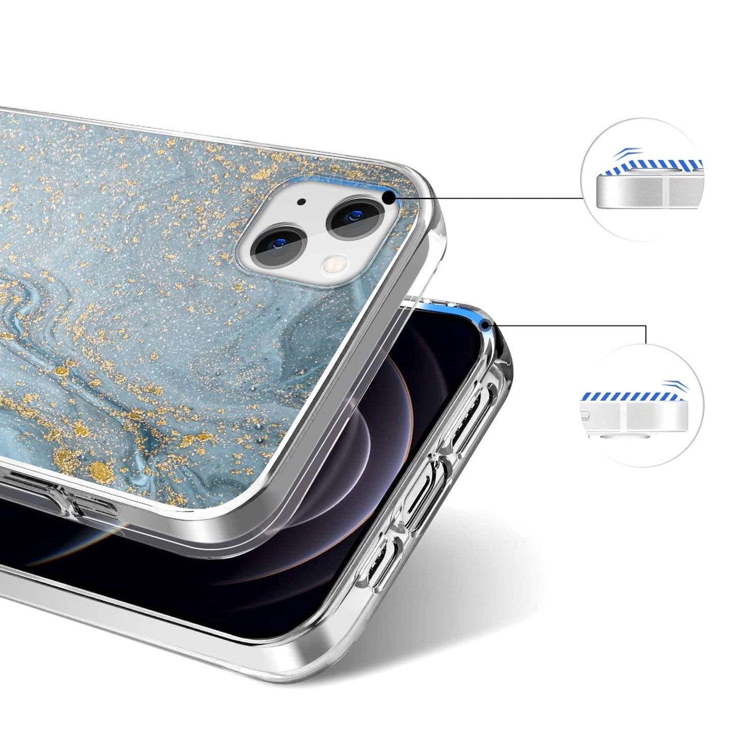 iPhone 13/14 Blue Marble Case - Elegant Protection | Inspire Series
