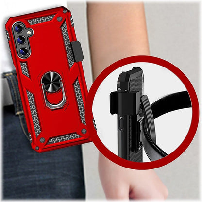 Military Kickstand Series with Belt Clip Case for Samsung Galaxy A14 5G - Red