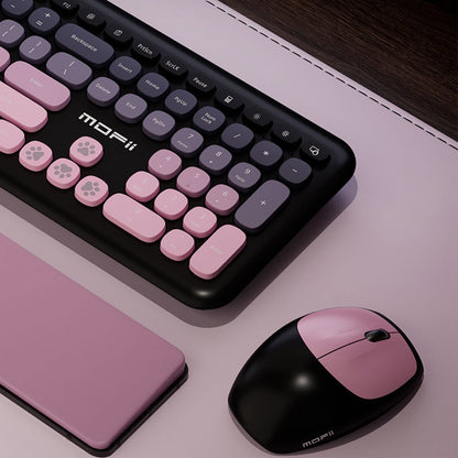 Wireless Keyboard & Mouse Combo - Soft Click, Colorful 100 Keys