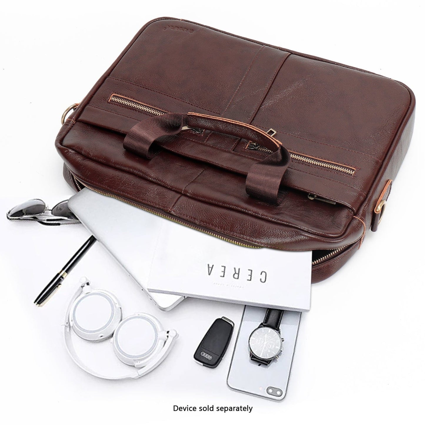 Genuine Leather Business Bag Briefcase - Laptops up to 16-inch