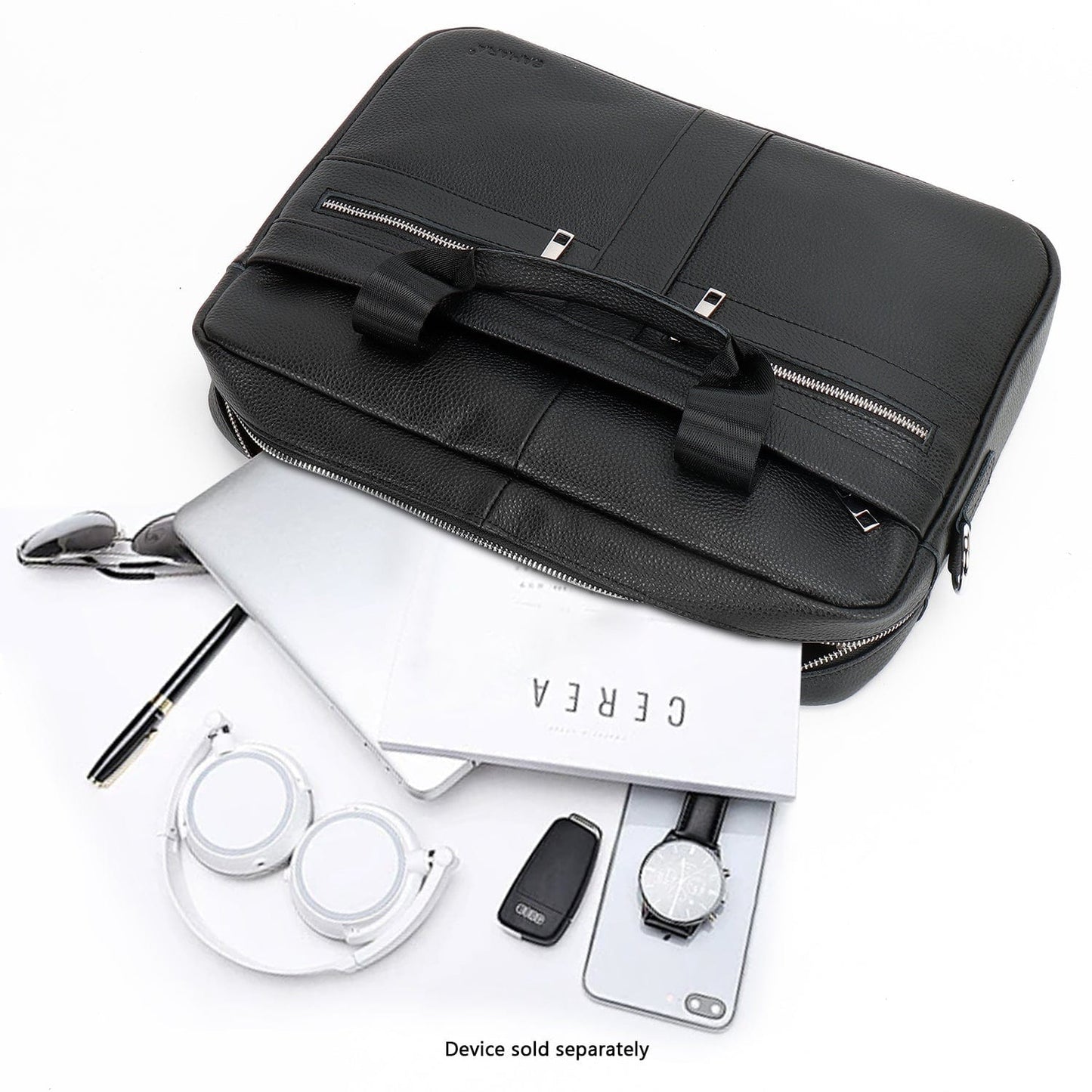 Genuine Leather Business Bag Briefcase - Laptops up to 16-inch