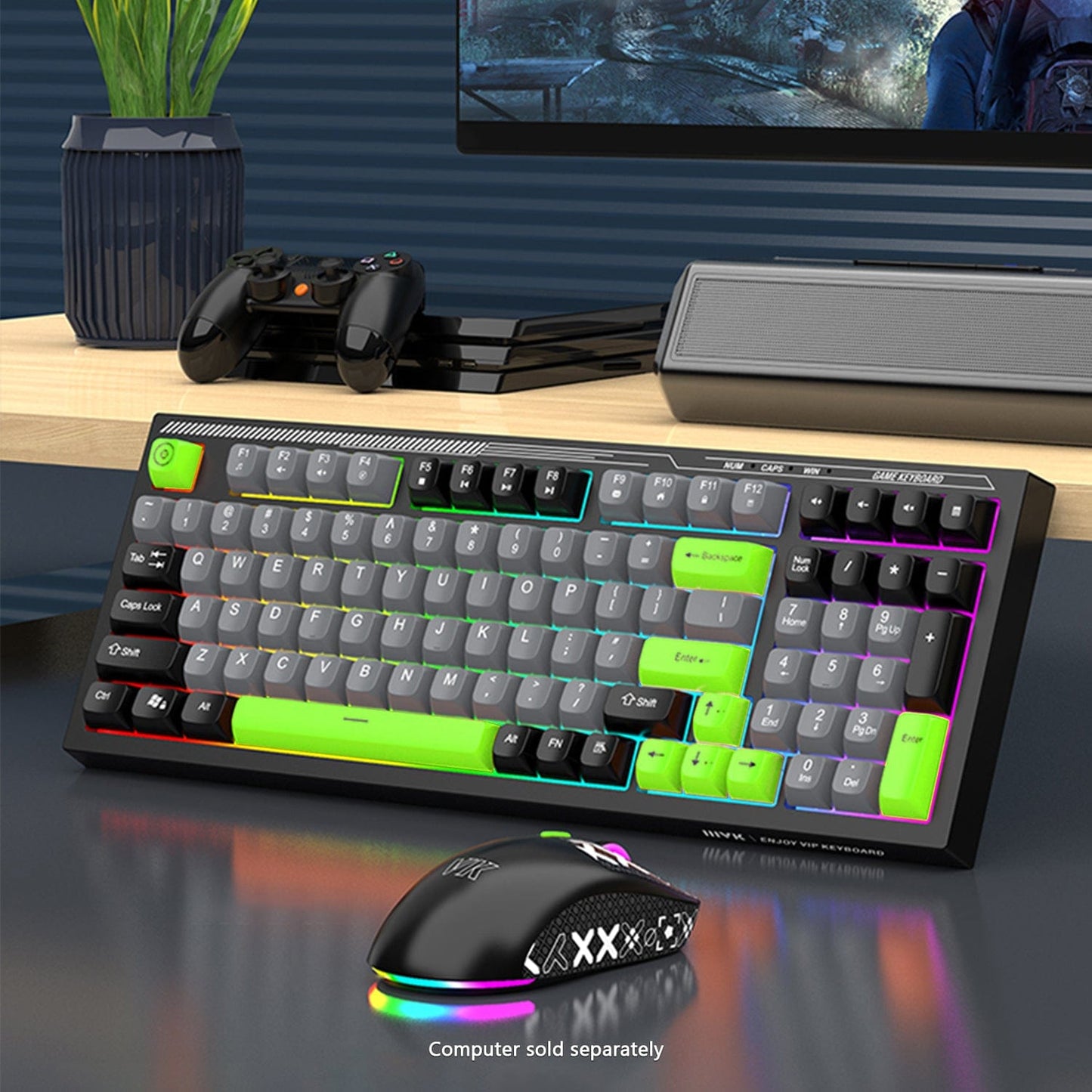 Wired Gaming Keyboard & Mouse Combo - Anti-Ghosting Multi-Key, 7-RGB Backlights