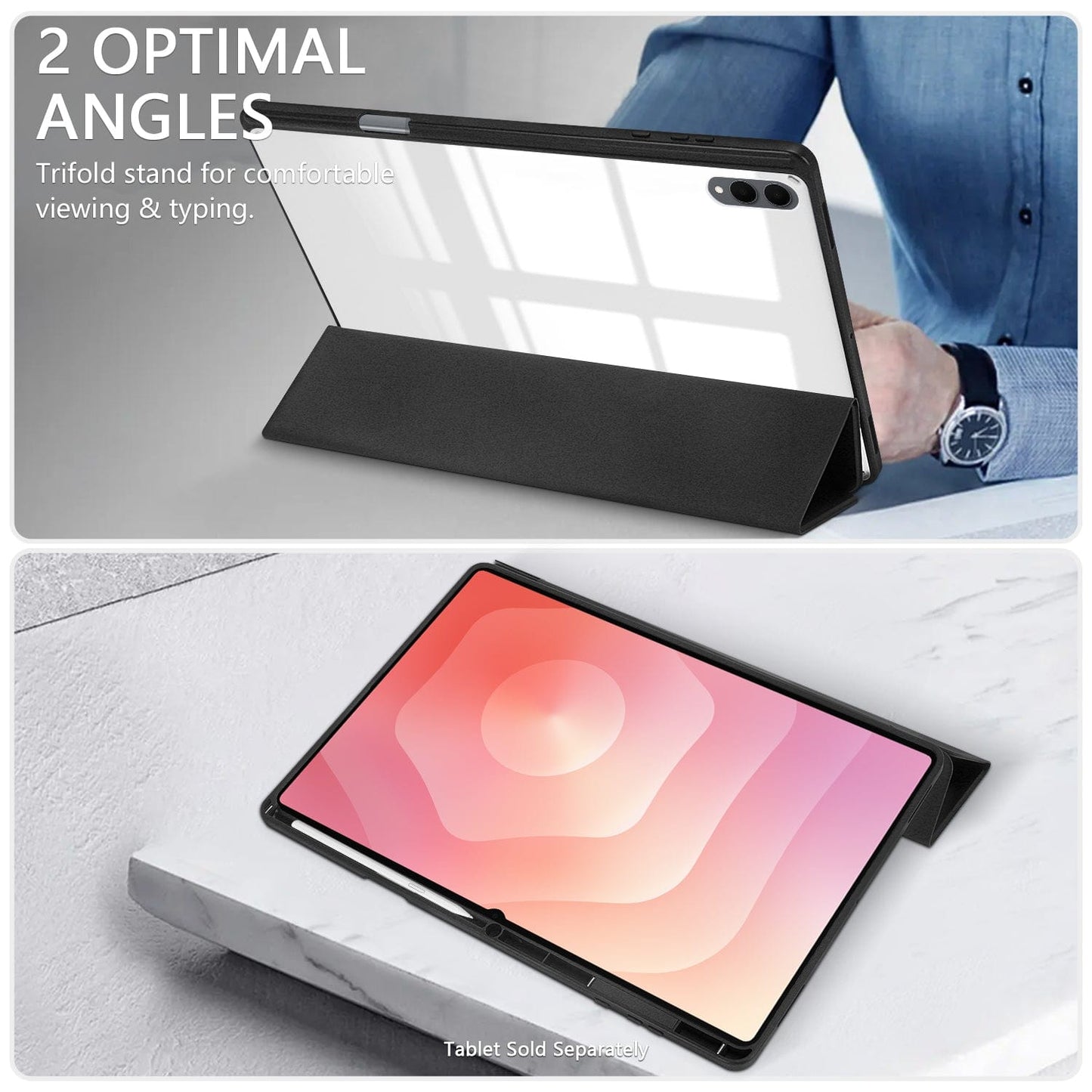 Samsung Galaxy Tab S11 Ultra Case - Folio Slim, Transparent Back | Venture Series