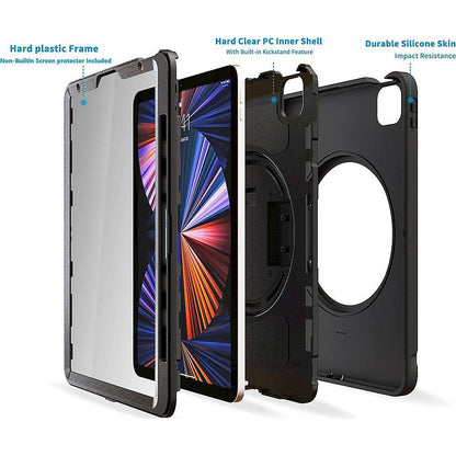 iPad Pro 12.9-inch Hand Strap Case - Heavy-Duty Protection with Built-In Screen Protector and Kickstand | Raider Series