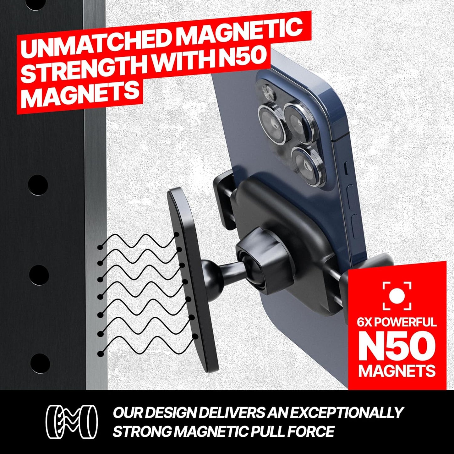 BLAUBECK Magnetic Gym Phone Holder | Secure Mount for Gym, Kitchen, DIY & Golf