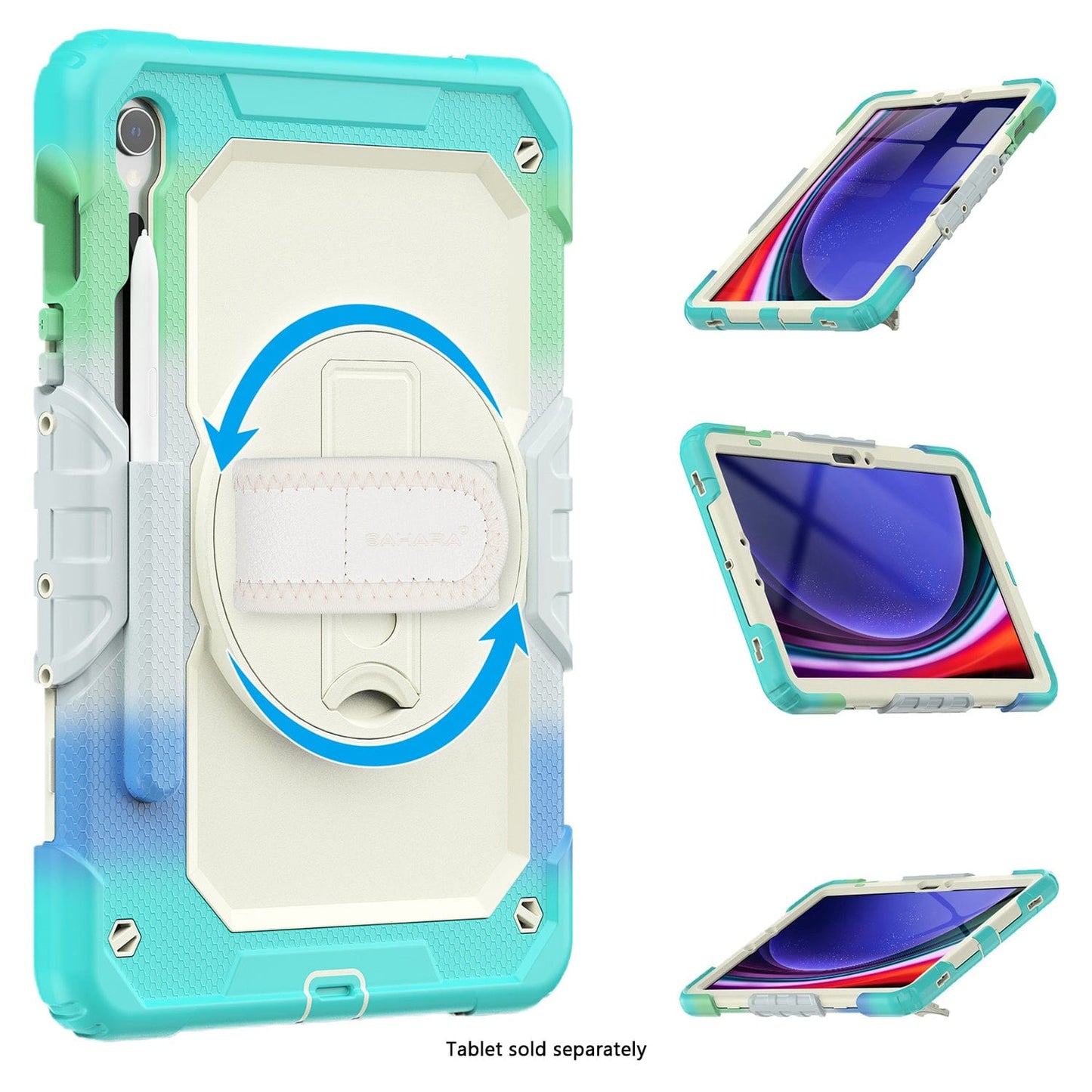 Samsung Galaxy Tab S10 Lite (2025)/S10 FE/S9/S9 FE Heavy Duty Kid Proof Case - Built-in Hand Strap and Kickstand | Wander Series
