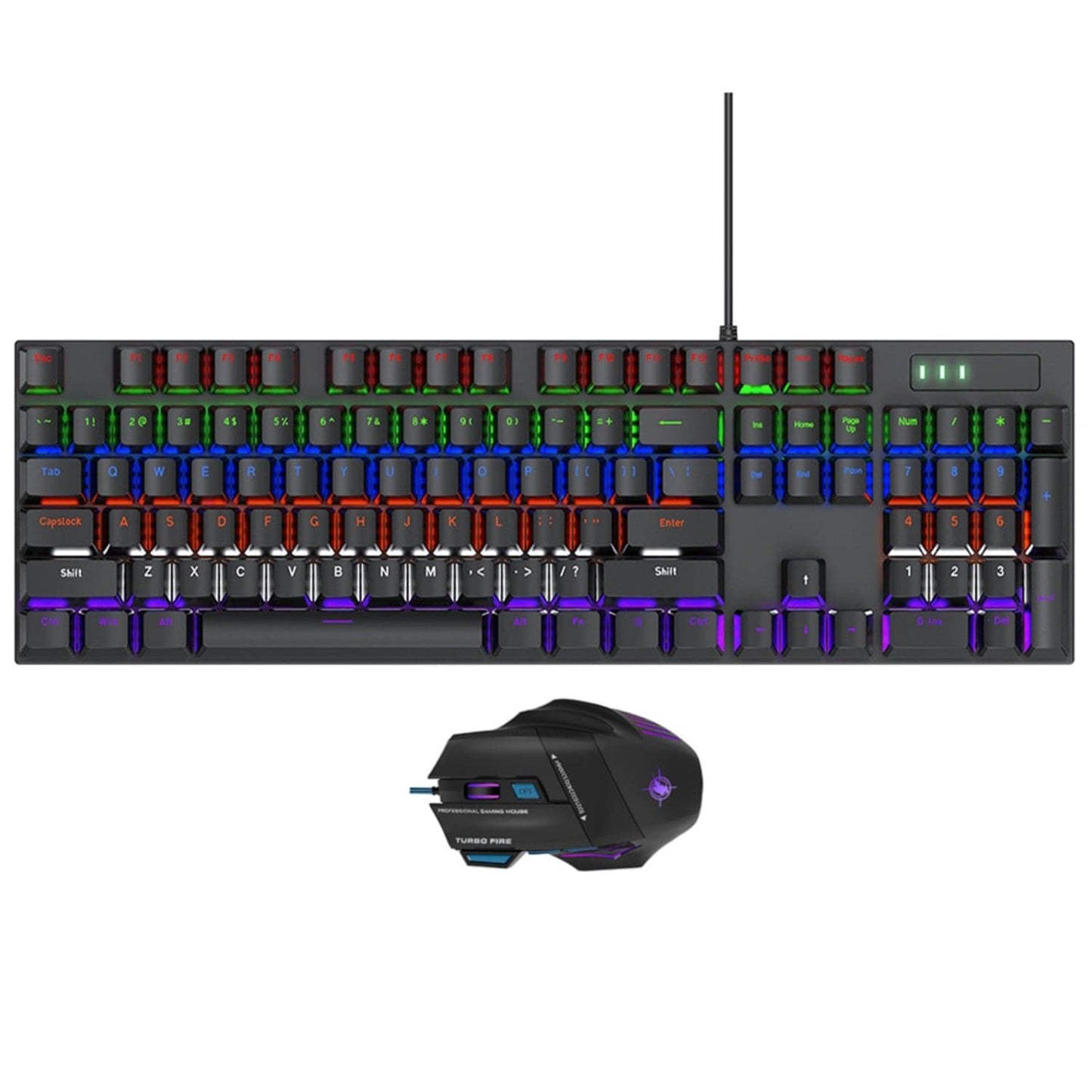 Wired Gaming Keyboard & Mouse Combo - 104-Key Anti-Ghosting RGB Backlight