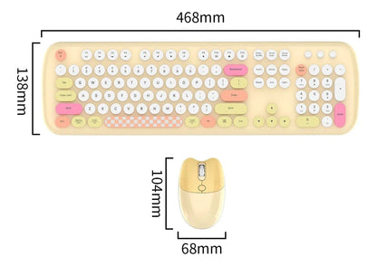 Wireless Keyboard & Mouse Combo - Silent Click, Colorful 104 Keys