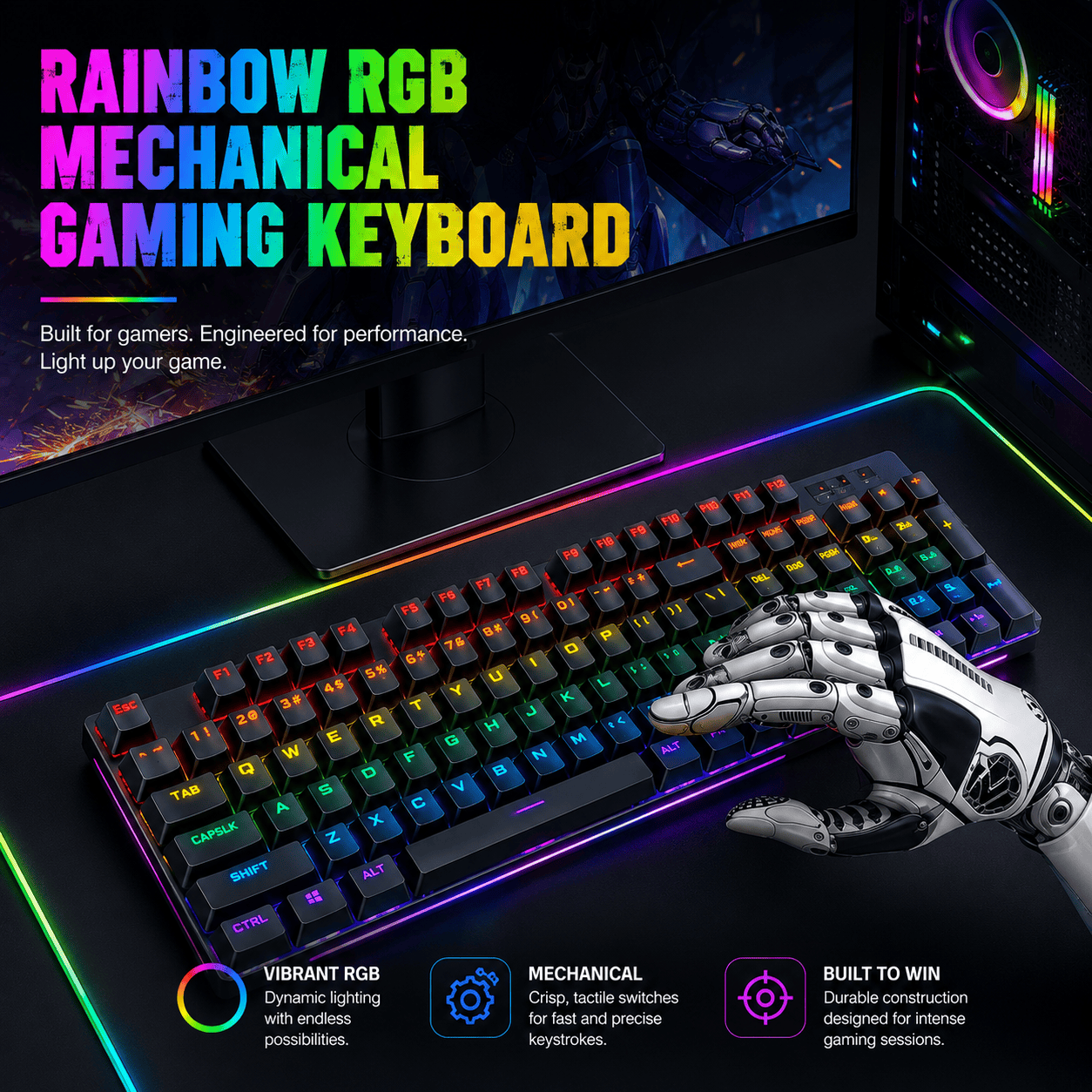 Wired Gaming Keyboard & Mouse Combo - 104-Key Anti-Ghosting RGB Backlight