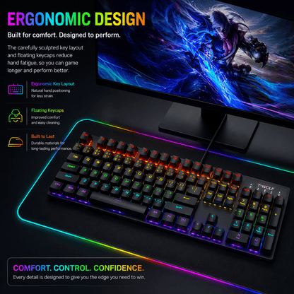 Wired Gaming Keyboard & Mouse Combo - 104-Key Anti-Ghosting RGB Backlight